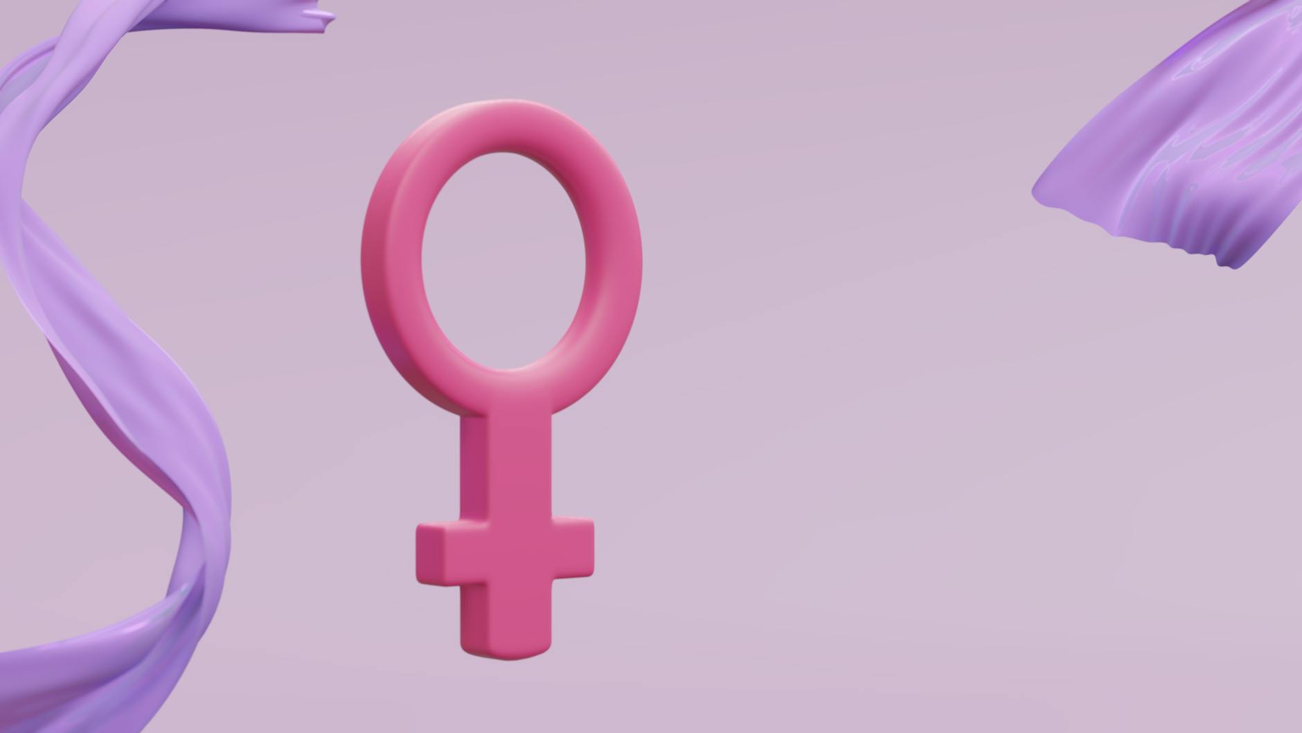 a pink female symbol with purple ribbon